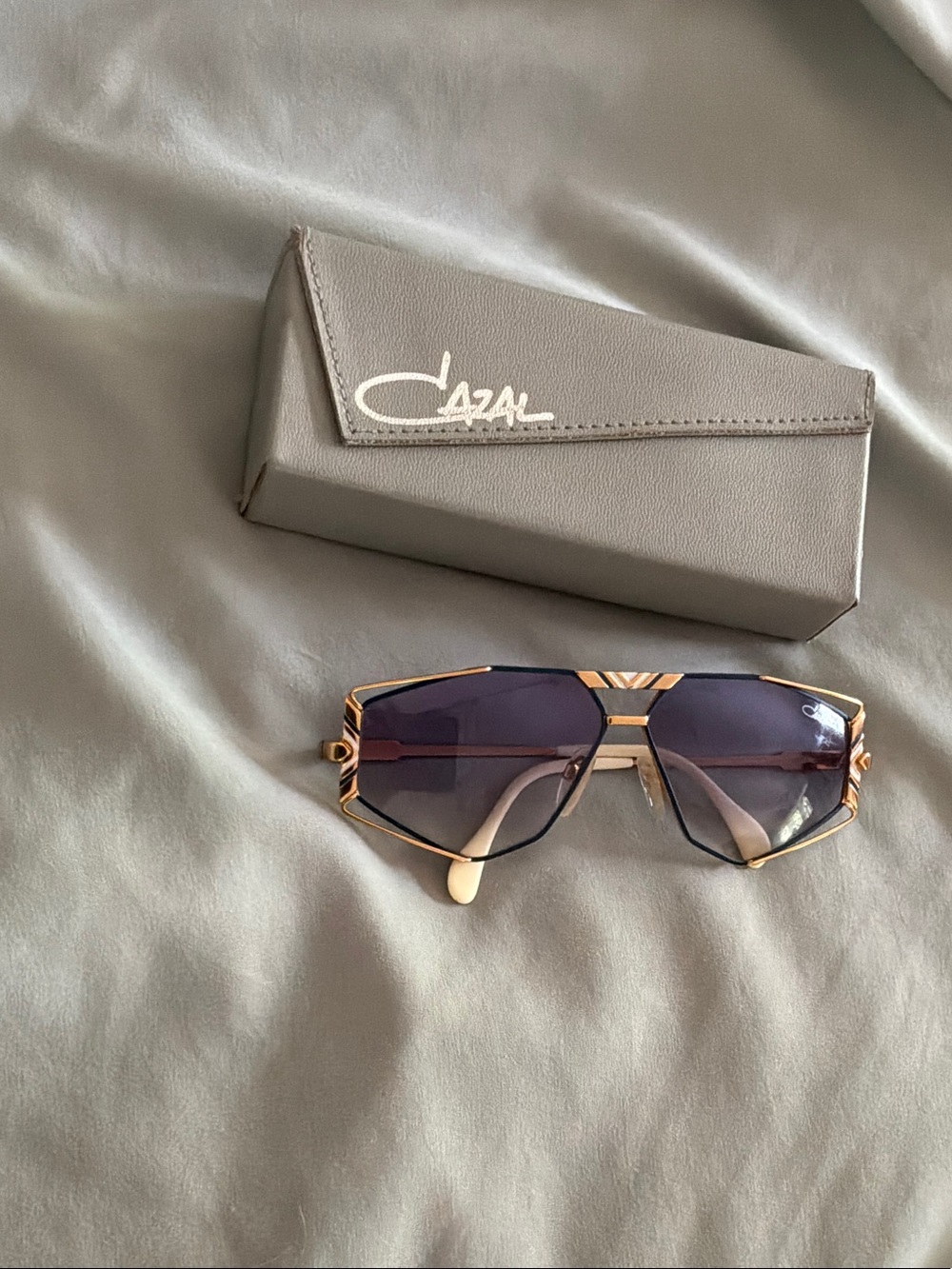 Cazal Gold Frame Sunglasses with Purple Lenses